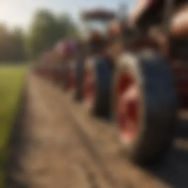 Different types of agricultural field rollers lined up for comparison.