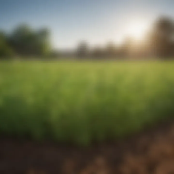 Vibrant green alfalfa plants in a field setting