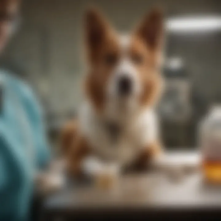 Dog receiving veterinary care with amoxicillin trihydrate prescription