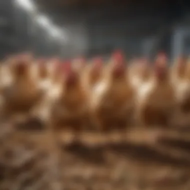 Chickens in a well-managed poultry farm environment