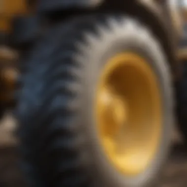 Illustration of backhoe tire with optimal pressure markings