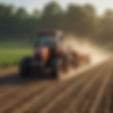 Agricultural field being leveled by a grader