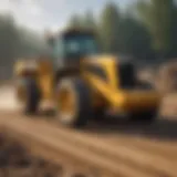 Compact road grader on a construction site