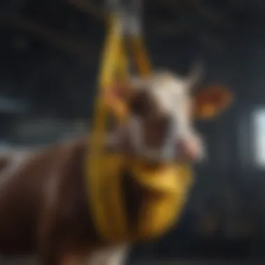 Safety features incorporated into cow lift slings