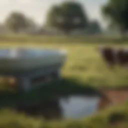 A well-designed cow water trough in a pasture