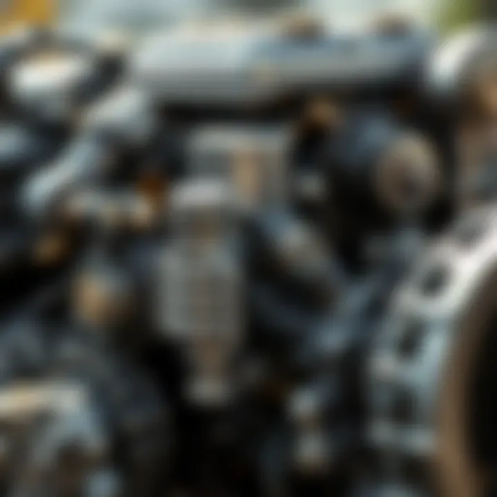 Detailed view of a diesel engine's internal components
