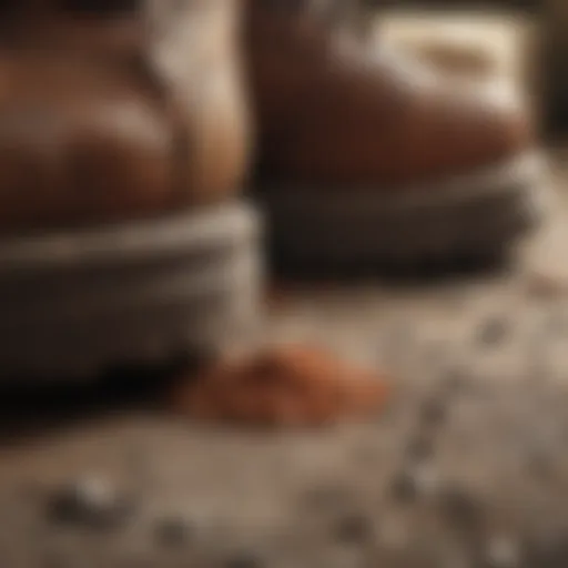 Close-up view of dry shod shoe materials