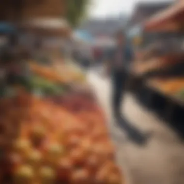 A vibrant farmers market showcasing organic produce