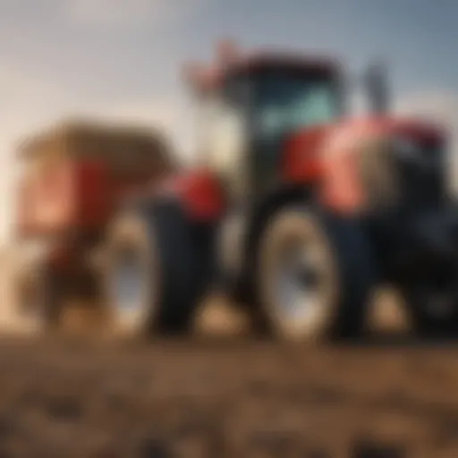 A close-up of a modern harvest tractor highlighting advanced technology and design features.