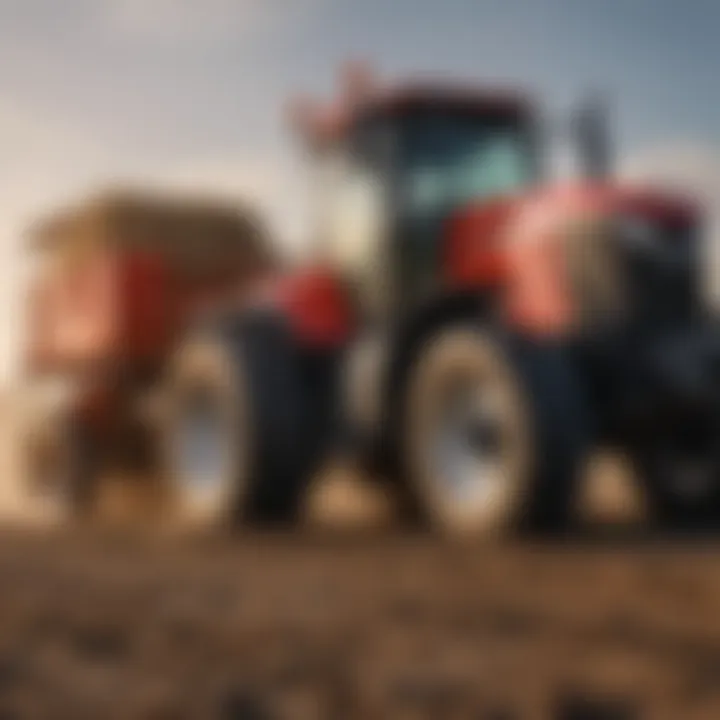 A close-up of a modern harvest tractor highlighting advanced technology and design features.