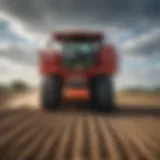 Heavy duty seed spreader in action on a farm field