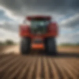 Heavy duty seed spreader in action on a farm field