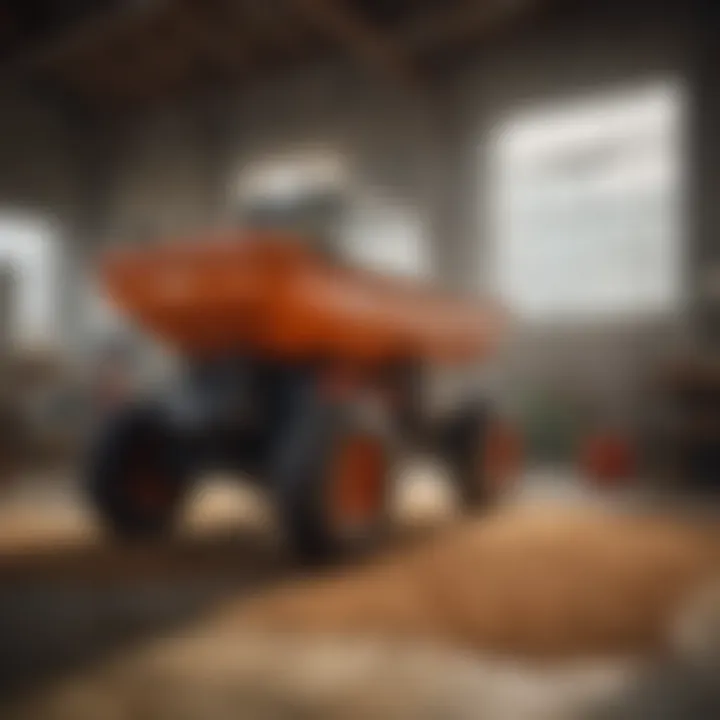Maintenance of a seed spreader in a farm workshop