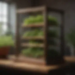 An elegant herb drying box constructed from natural materials