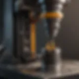 A detailed view of a hydraulic press showcasing its intricate components
