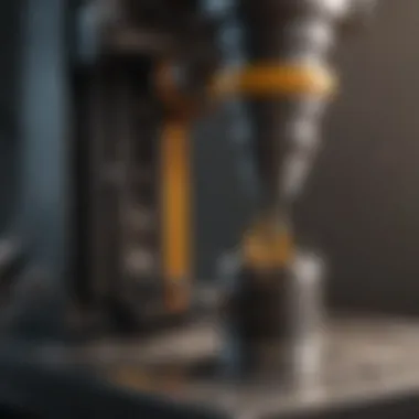 A detailed view of a hydraulic press showcasing its intricate components