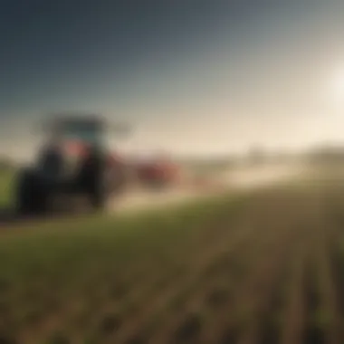 A field being treated with liquid fertilizer