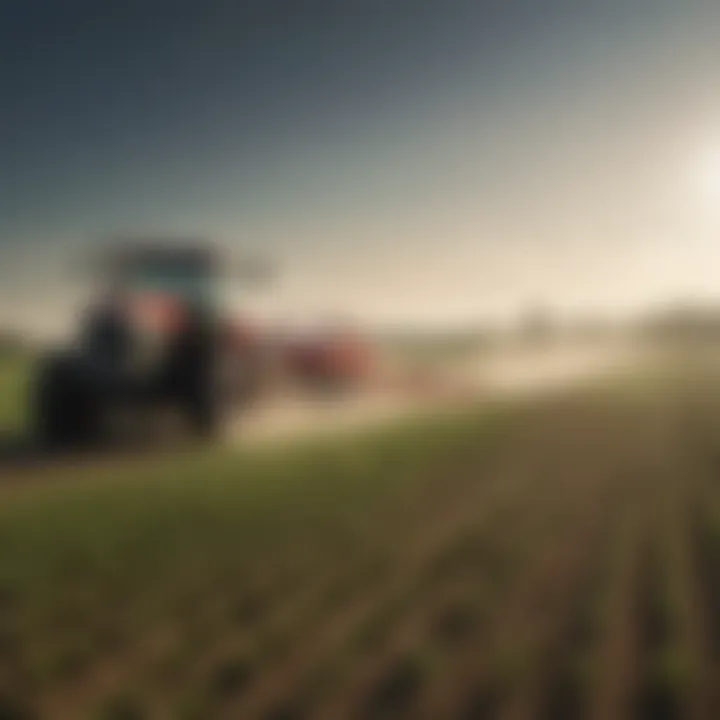 A field being treated with liquid fertilizer