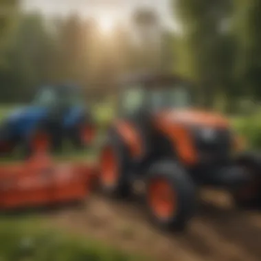 Visual comparison of LS sub compact tractors with other tractor types, emphasizing size and features.