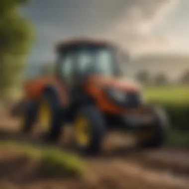 LS sub compact tractor in action on a farm, showcasing its versatility in different terrains.