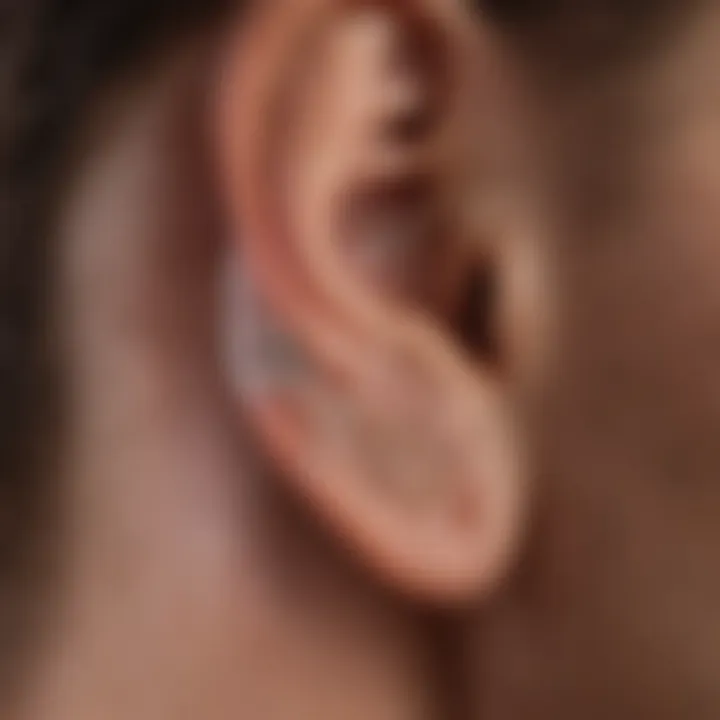 Close-up of medicated ear tag on animal