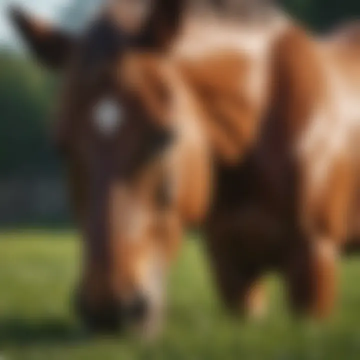 Healthy Horse Eating Grass