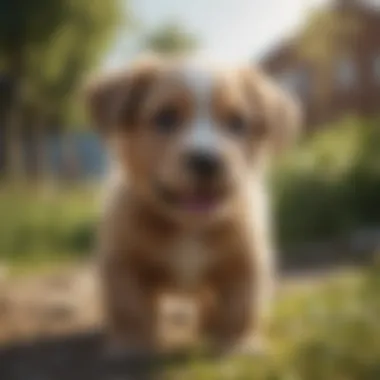 A happy and healthy puppy playing outdoors