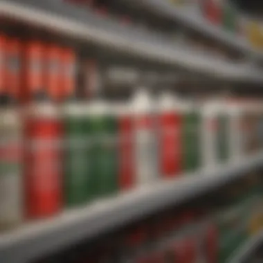 A variety of pesticides on a laboratory shelf