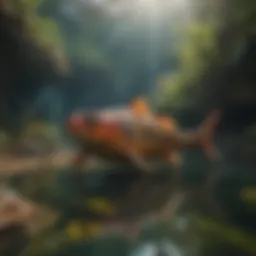 A vibrant underwater scene showcasing the habitat of pyranha.