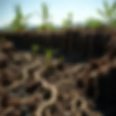 Illustration of root systems in relation to septic drain fields