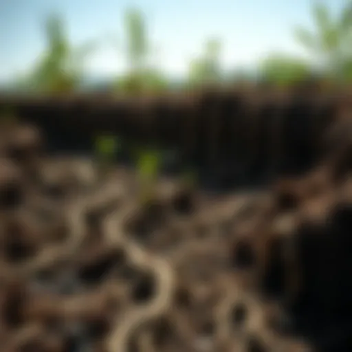 Illustration of root systems in relation to septic drain fields