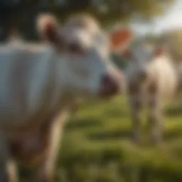 A close-up of livestock grazing peacefully in a field, symbolizing health and well-being.