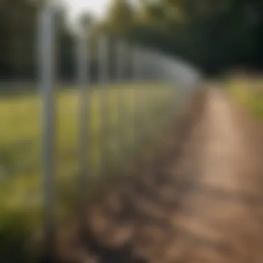 An installation scene showing stainless steel fence posts being set up.