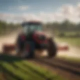 Streaker tractor working in a field