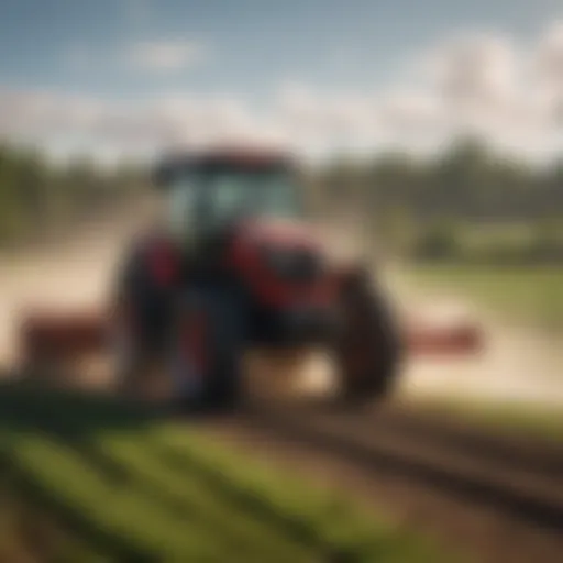 Streaker tractor working in a field