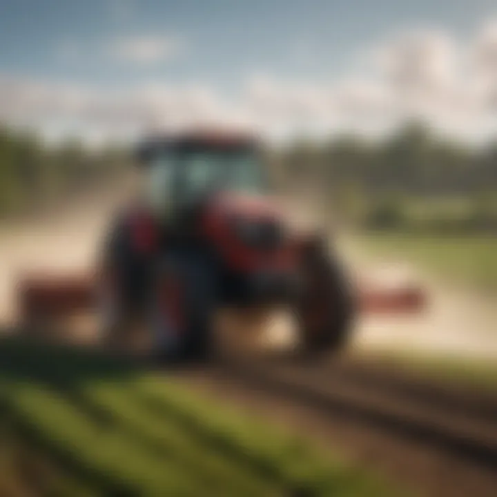 Streaker tractor working in a field