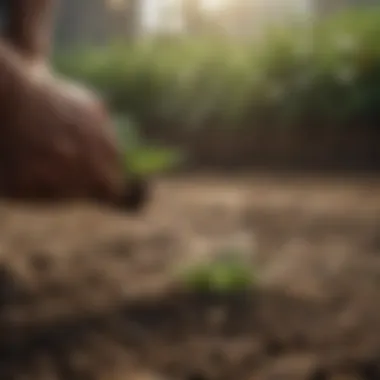 Close-up of Technaflora nutrients being applied to soil