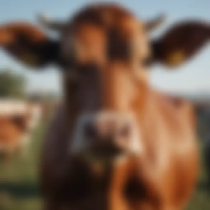 Close-up of cattle assessment for quality evaluation