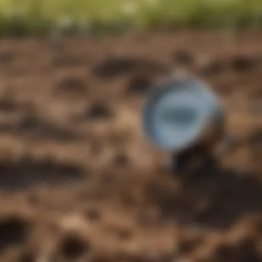 Close-up view of ecmeter readings showcasing soil moisture levels