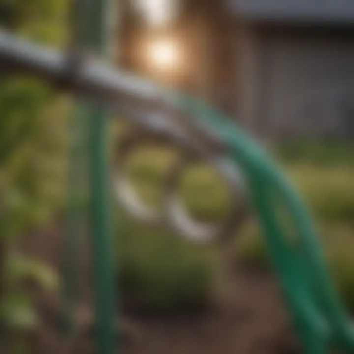 Diagram illustrating the installation of EZ hose clamp in an agricultural setting