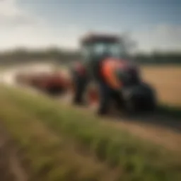 Tractor zero turn mower navigating through a field