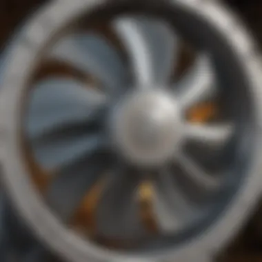 Close-up of a galvanized fan showing its construction