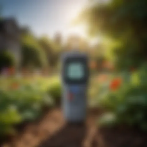 Illustration of pH meter in garden setting