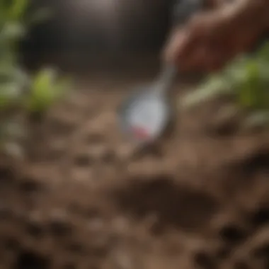 Testing Soil Samples with Precision Close-up of soil samples being tested with pH meter