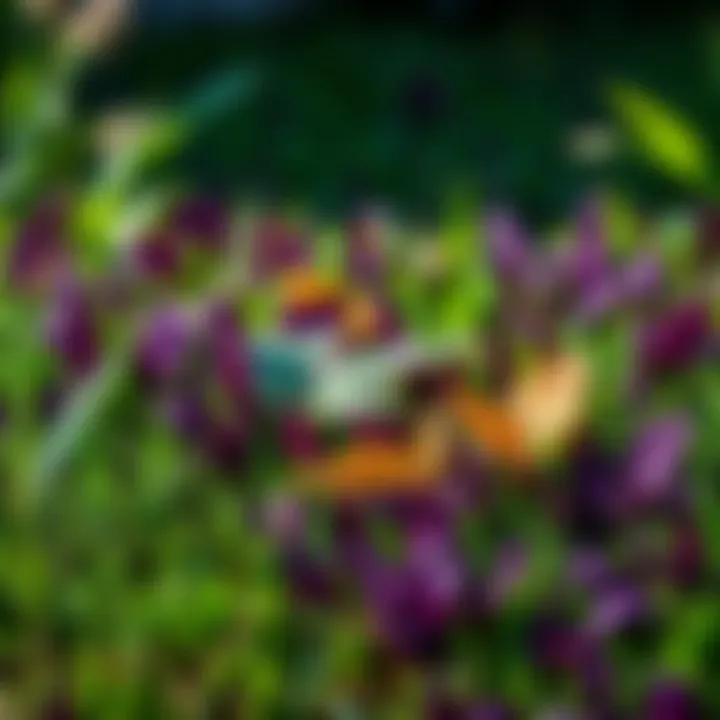 A lawn infested with purple weed, highlighting its growth patterns and spread