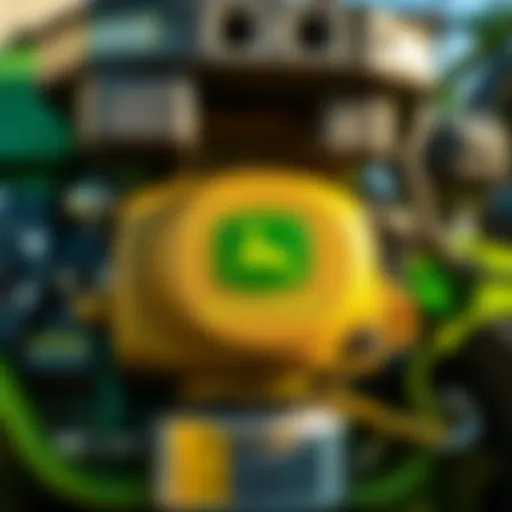 Advanced Engineering of John Deere Push Mower Engine Close-up of John's Deere commercial push mower engine showcasing advanced engineering