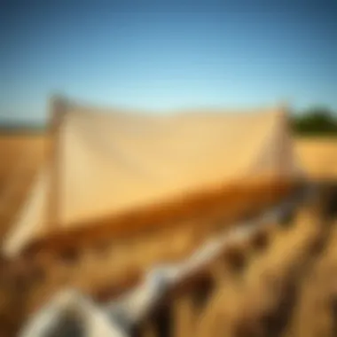 Durable thick tarp material in a field setting