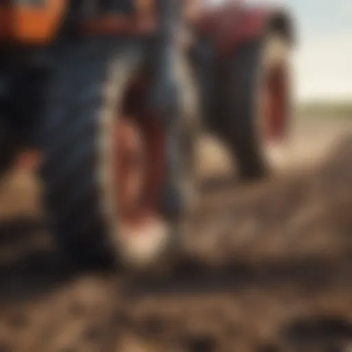 Tractor auger bit in action during soil drilling