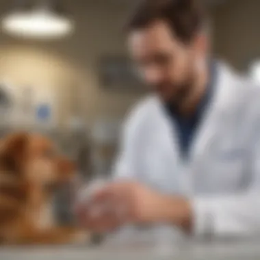 Veterinarian discussing Vetmedin dosage with pet owner Veterinary consultation about Vetmedin