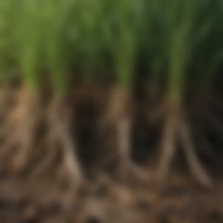 Close-up of Zoysia sod roots demonstrating growth